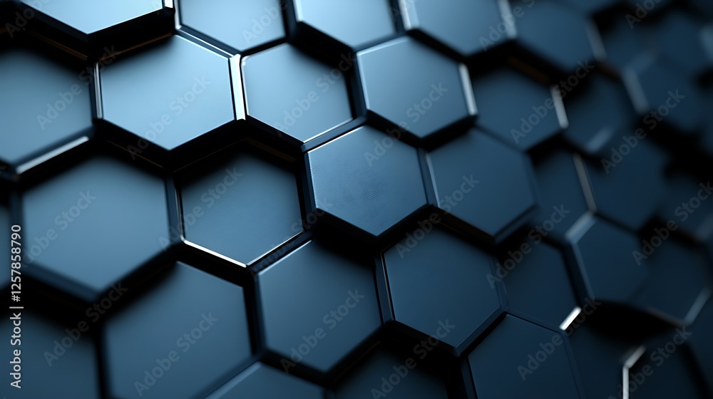 Abstract Hexagon Pattern Dark Blue Three Dimensional