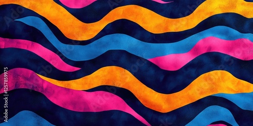 Vibrant watercolor waves painting with bright and bold colors, swirling patterns that evoke a sense of flow and movement.