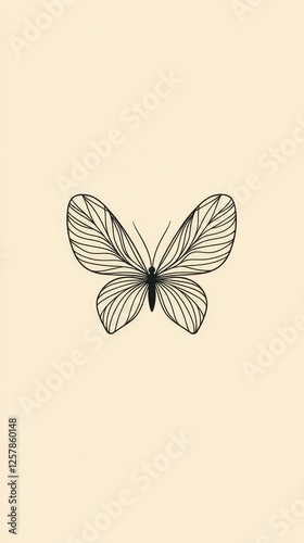 Wallpaper Mural Delicate Butterfly Line Art Design Torontodigital.ca