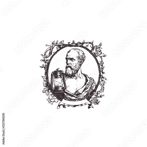 Diogenes ancient greek philosopher design vector template illustration
