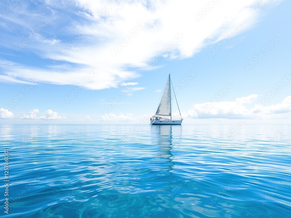 Obraz premium Tranquil Waters, Guiding Sails to a Haven of Serenity