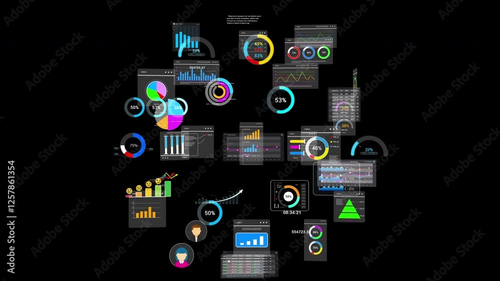 Dynamic data visualization showcasing metrics, graphs, and charts for insightful analytics Dynamic data visualization showcasing metrics, graphs, and charts for insightful analytics