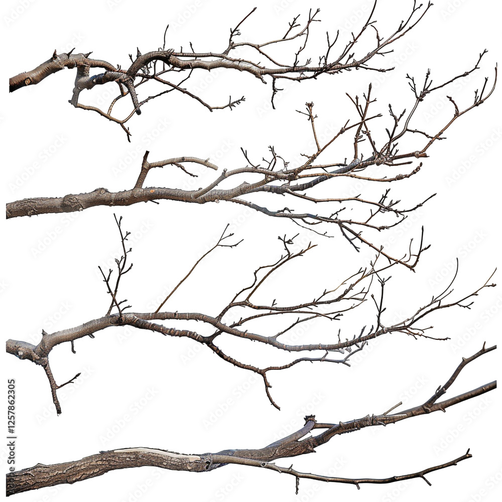 Bare Tree Branches Isolated on Black Background Bare Tree Branches Isolated on Black Background
