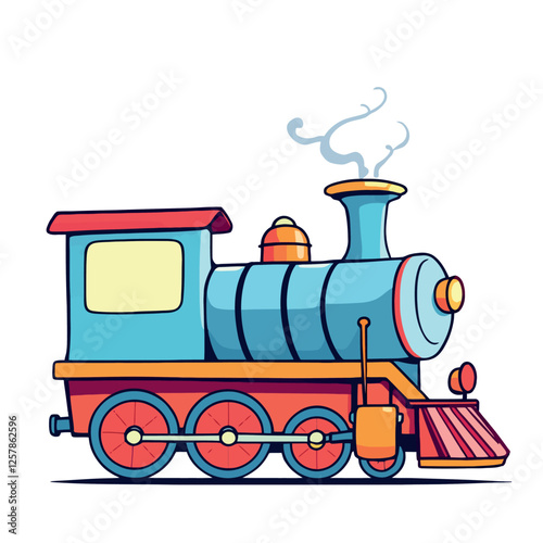 Vsai colorful cartoon steam train blowing smoke