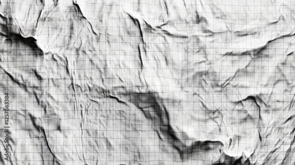 Fototapeta premium Crumpled grid paper creating abstract texture