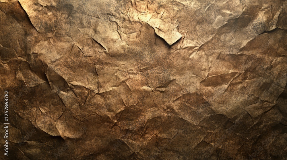 Fototapeta premium Textured, crumpled paper in shades of brown