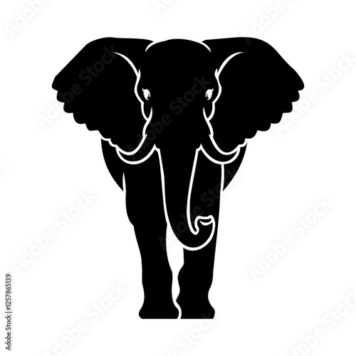 Vector head of mascot elephant head isolated on white,elephant black head