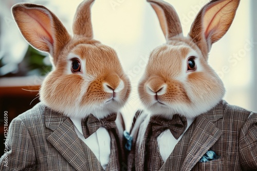 A bunny in a stylish suit for a fun, dressed-up portrait.