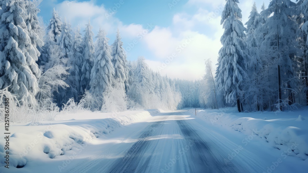 Fototapeta premium plow winter road conditions