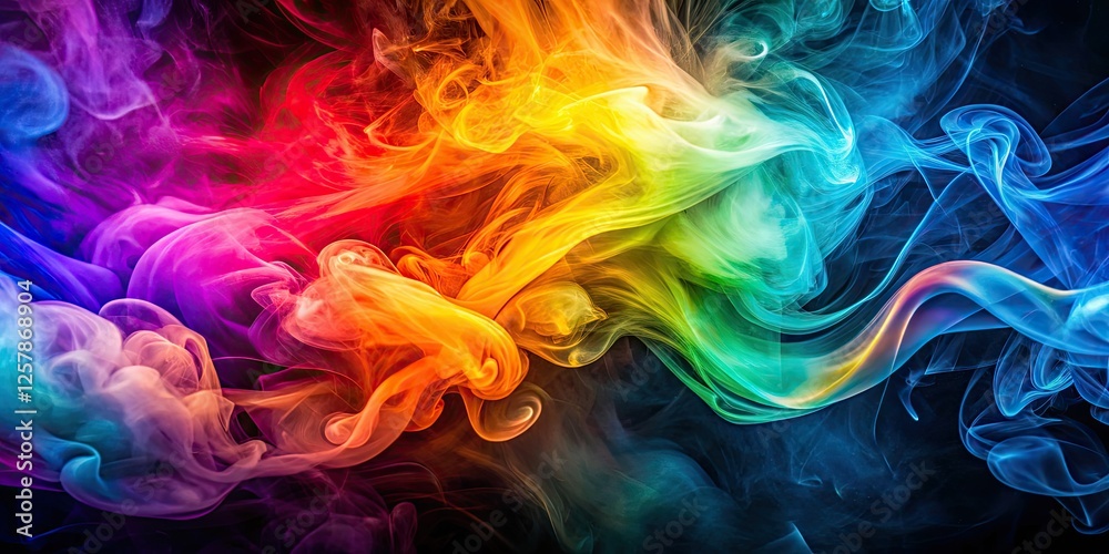 Fototapeta premium Minimalist photography captures vibrant, abstract swirls of colorful smoke, a study in vivid hues.