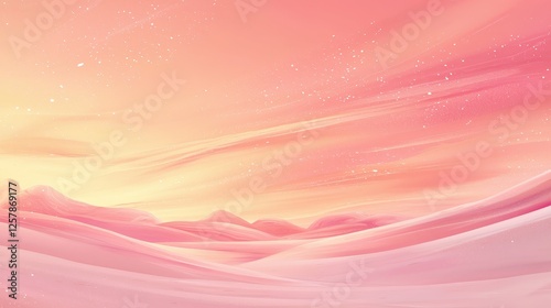 Pastel pink desert dunes under a soft, starry sky symbolizing dreams and serenity. Great for wellness, beauty, and creative design projects.