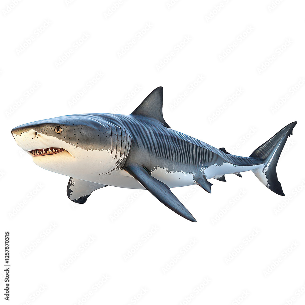 Obraz premium Tiger Shark isolated on transparent background, PNG