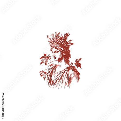 Demeter ancient greek mythology Goddess of the harvest design vector template logo t-shirt illustration