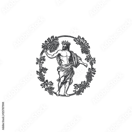 Dionysus God of wine design vector template logo t-shirt illustration