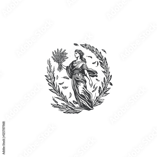 Demeter ancient greek mythology Goddess of the harvest design vector template logo t-shirt illustration