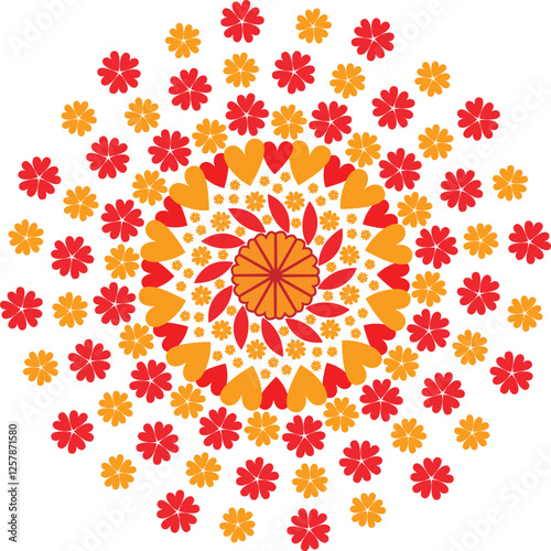 abstract floral love mandala design with white background