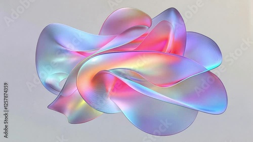 Looping animation of an abstract, iridescent, flowing shape. Perfect for backgrounds, overlays, or adding a modern touch to your project.