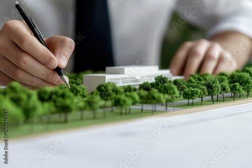 Wallpaper Mural Architect's hands designing a green landscape model urban environment architectural content close-up view sustainability concept Torontodigital.ca