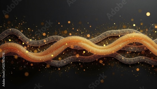 Glittering Gold and Bronze Wave Abstract