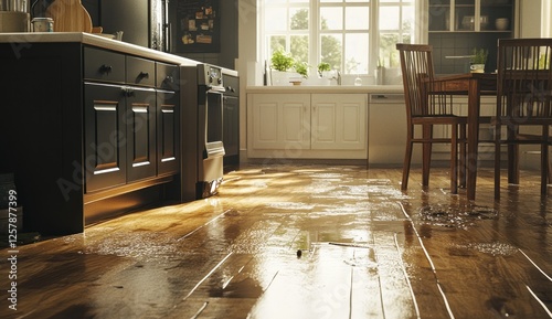 Flooded Kitchen: A Domestic Disaster Scene