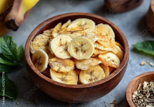 Dried banana chips, dried fruit snacks with natural colors and delicious taste. 
