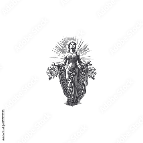 Frigg norse goddess mythology design vector template logo t-shirt illustration