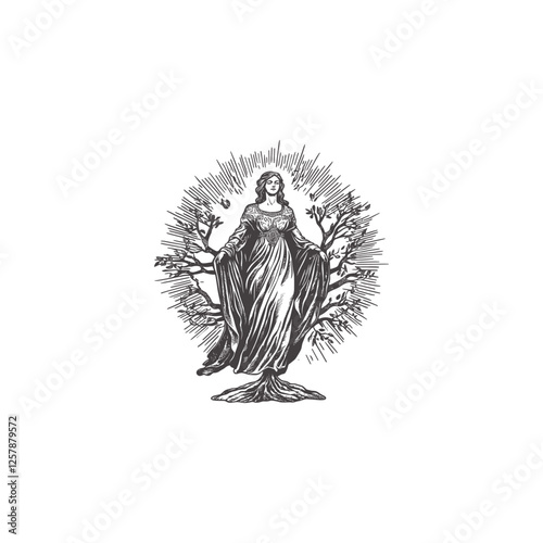 Frigg norse goddess mythology design vector template logo t-shirt illustration