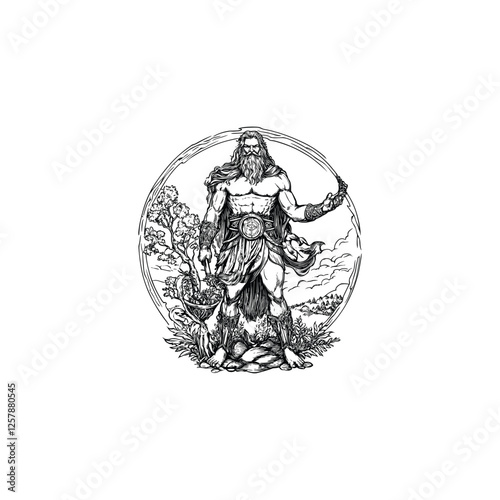 Freyr god norse mythology design vector template logo t-shirt illustration