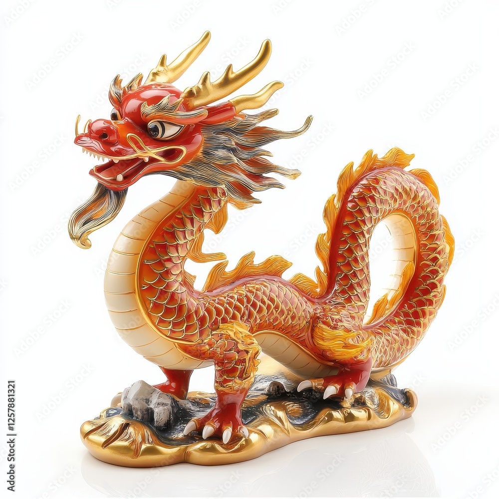 Fototapeta premium chinese dragon statue on white background
