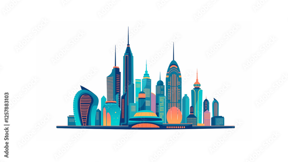Obraz premium vector illustration of city skyline