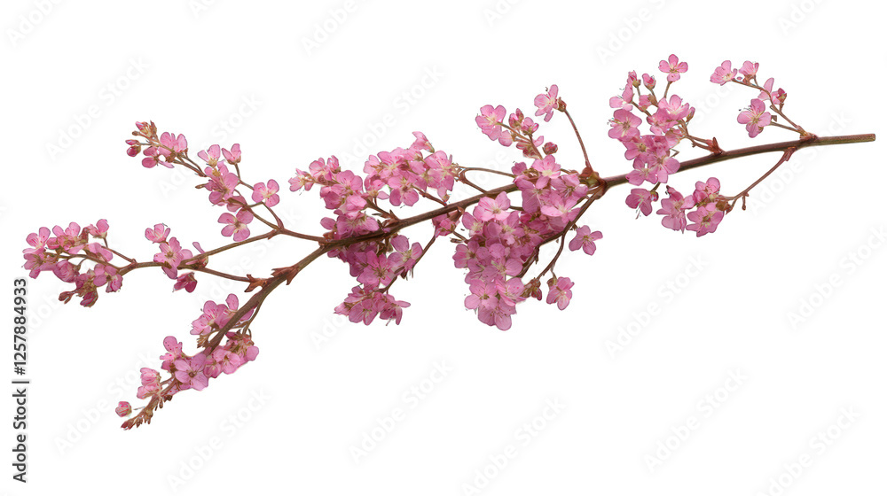 Obraz premium pink flowers branch stalk isolated on white background