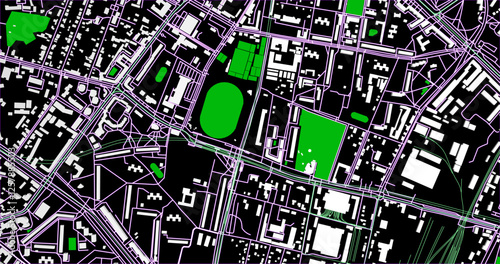 Vector street map depicting a detailed city plan. Clean lines and minimalist style create a modern and clear look, ideal for navigation and design projects.