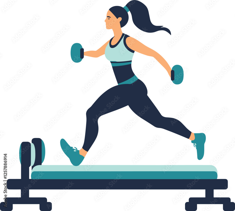 Fototapeta premium Flat Illustration of a girl doing exercise at gym, yoga, fitness lady
