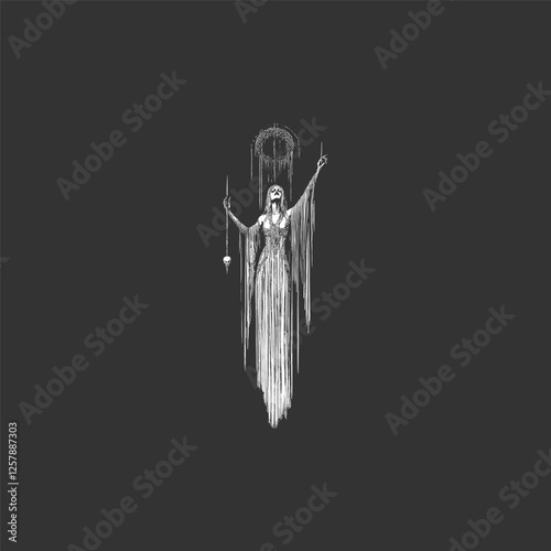 Hel goddess norse mythology design vector template logo t-shirt illustration