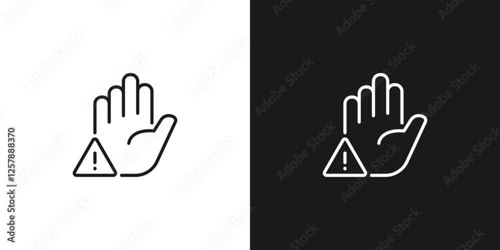 Obraz premium Hand vector icon. Warning and danger notification. Exclamation sign.