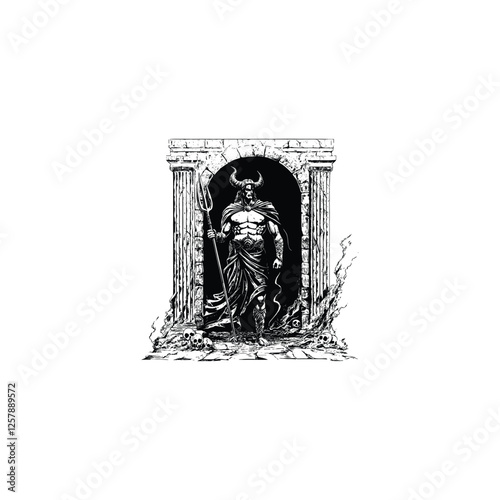 Hades ancient greek God of the dead and riches design vector template logo t-shirt illustration