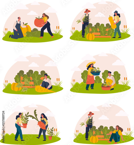 Hand drawn flat fruit harvest mini illustration