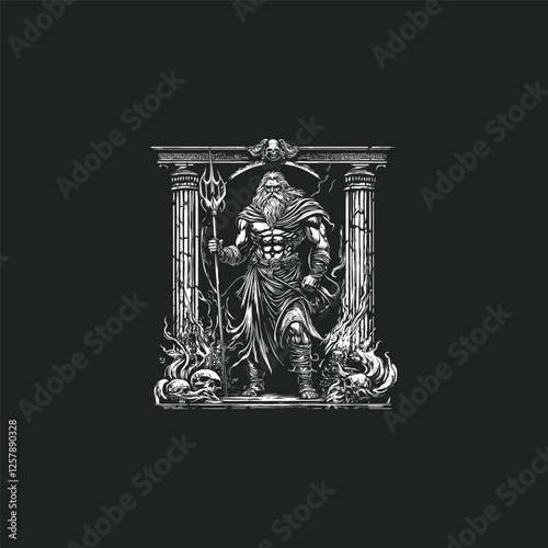 Hades ancient greek God of the dead and riches design vector template logo t-shirt illustration