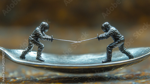 two miniature figuris are holding a knife photo