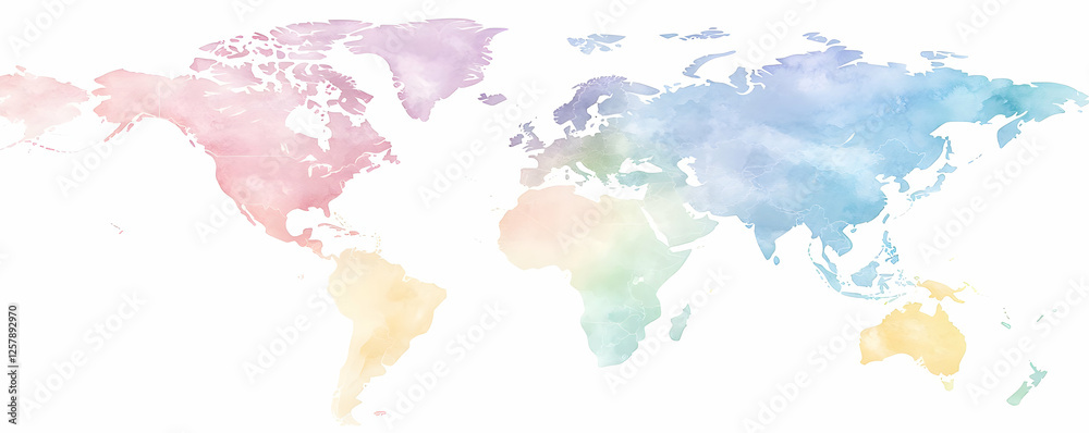 Obraz premium Pastel world map, travel, global