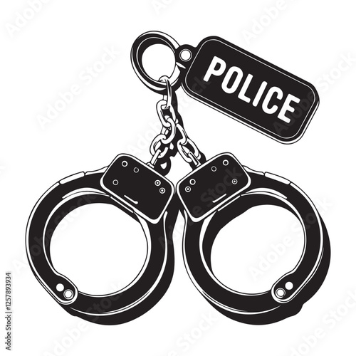 handcuff vector Art & Illustration,  handcuff icon.  handcuff silhouette .