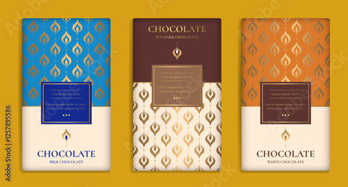 Luxury packaging design of chocolate bars. Vintage vector ornament template. Elegant, classic elements. Great for food, drink and other package types. Can be used for background and wallpaper.