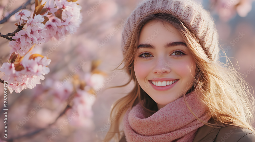 Woman with Warm Smile in Springtime Woman with Warm Smile in Springtime