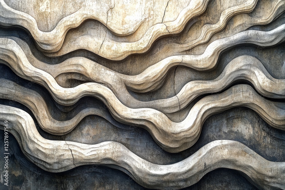 Detailed texture of wavy concrete patterns revealing natural erosion in artwork Detailed texture of wavy concrete patterns revealing natural erosion in artwork