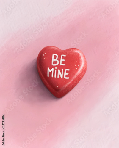 A red heart with the words 