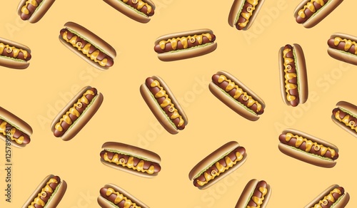 Cheese hot dog seamless pattern background
