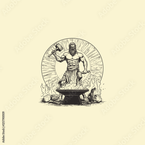 Hephaestus greek god  design vector template logo illustration