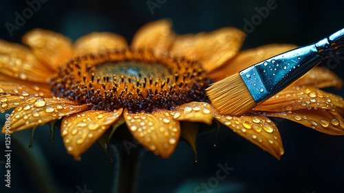 a yellow flower with water droplets