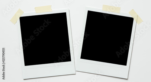 Blank Polaroid Frames: Mockup Photo Template with Tape, Instant Photography, Memory Keepsakes, Nostalgia photo