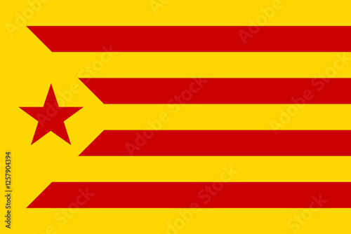 Flag of Catalan independence. Red Senyera Estelada flag